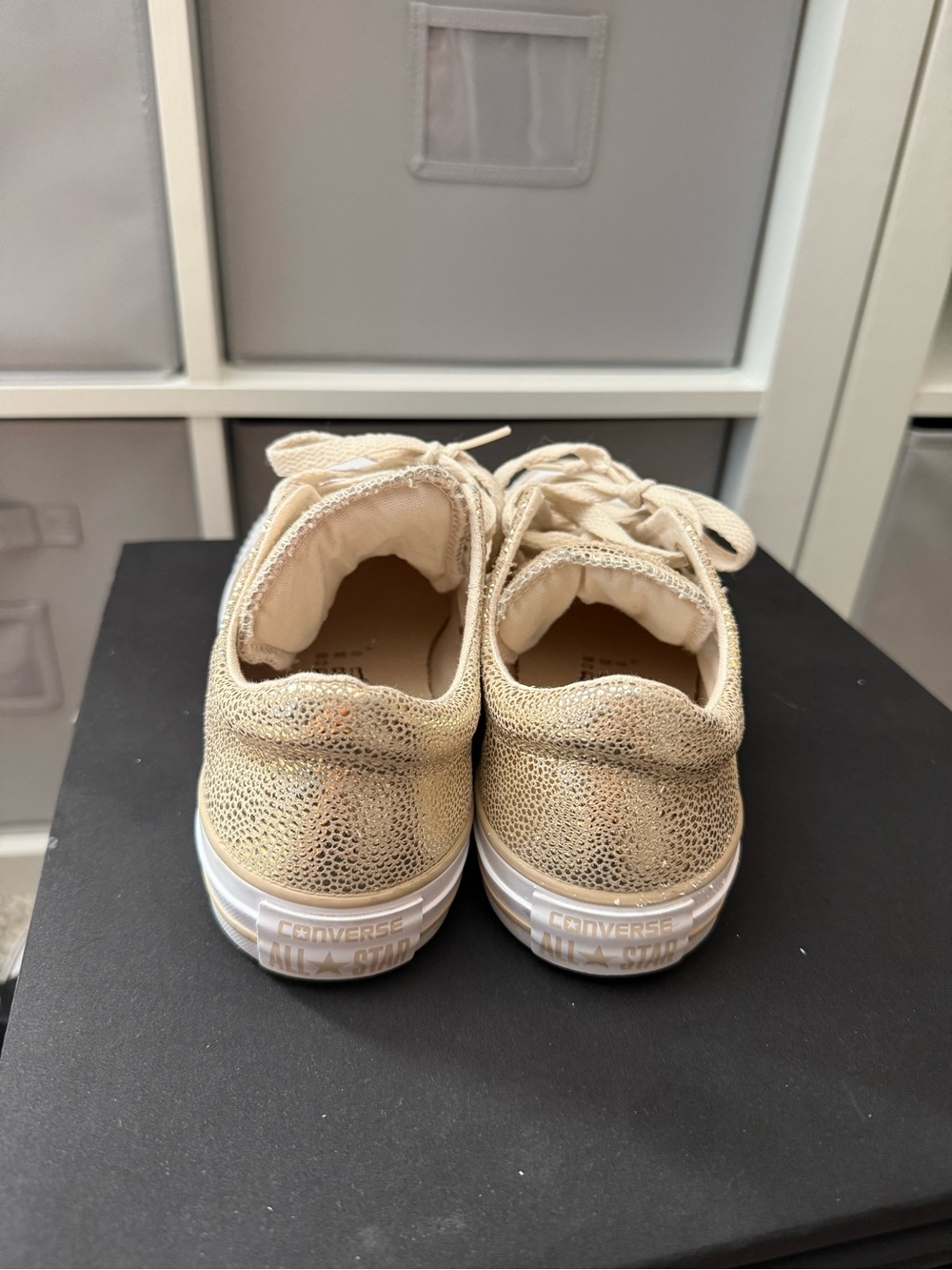 Converse  woman’s Gold Glitter Low-Top Sneakers